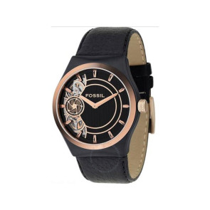 Horlogeband Fossil ME1037 Leder Zwart 24mm